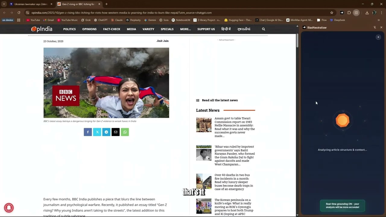 BiasNeutralizer &mdash; AI Chrome Extension That Detects and Visualizes News Bias | Hackathon Demo