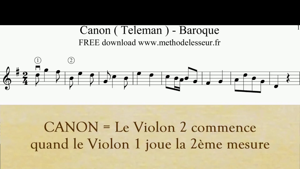 Canon (Teleman) - duo 2 violons - Baroque