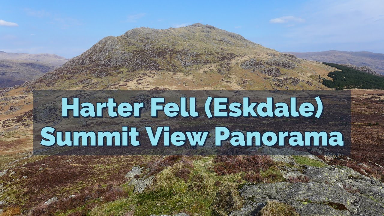 Harter Fell (Eskdale) Fully Labelled Summit View Panorama. Lake District Walks.