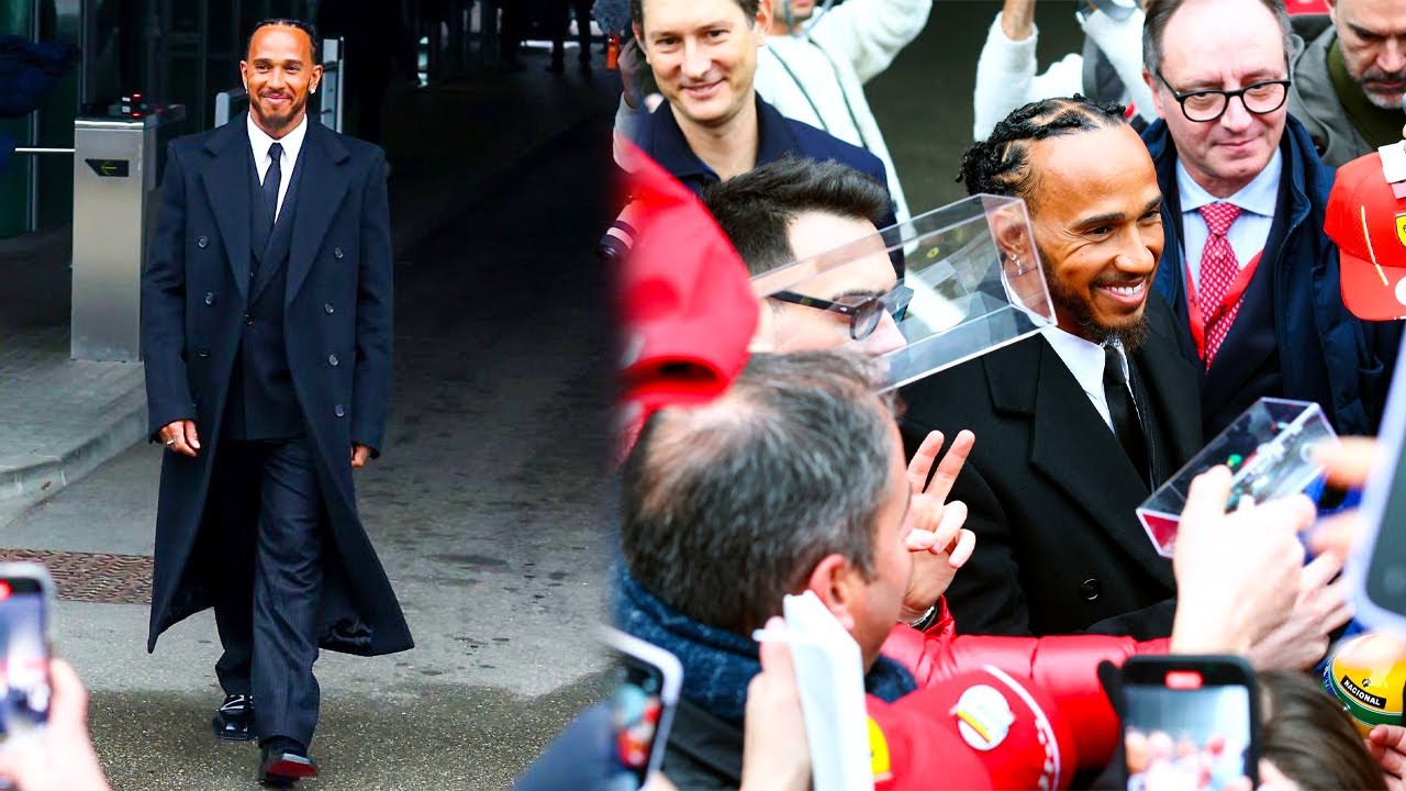 Lewis Hamilton meeting fans outside Maranello on his First day as a Ferrari driver 2025