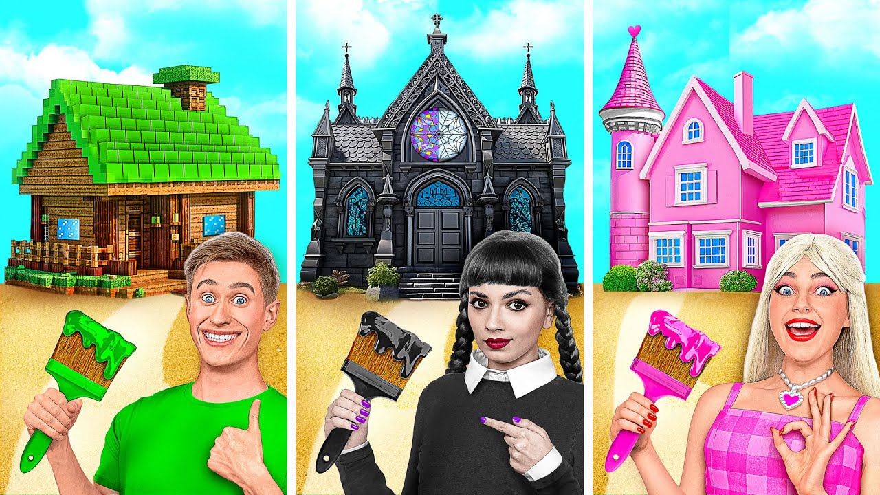 Wednesday vs Barbie Výzva Jednobarevný Dům Multi DO Challenge