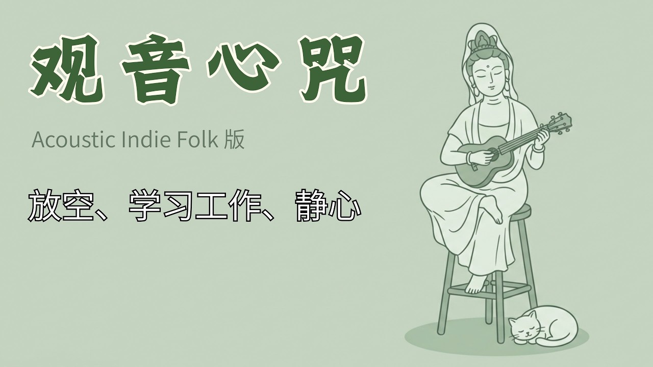 褪去疲惫的纯粹之音｜民谣版观音心咒 六字箴言 | 陪你工作、读书、冥想 BGM | 一起放松 #六字大明咒 #acoustic #BGM