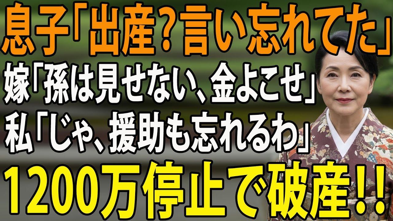 「孫が生まれたのを言い忘れた？」助産師の私を出産からハブる息子夫婦に、1200万円の援助を『うっかり』停止した結果… 【シニアライフ】【60代以上の方へ】