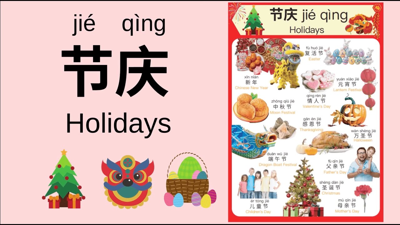 Learn Different Holidays in Mandarin Chinese for Toddlers, Kids & Beginners | 节庆 | Chinese for Kids