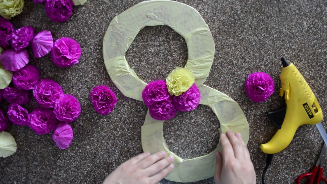 3D Tissue Paper Flowers Number - DIY Birthday Decorations Ideas