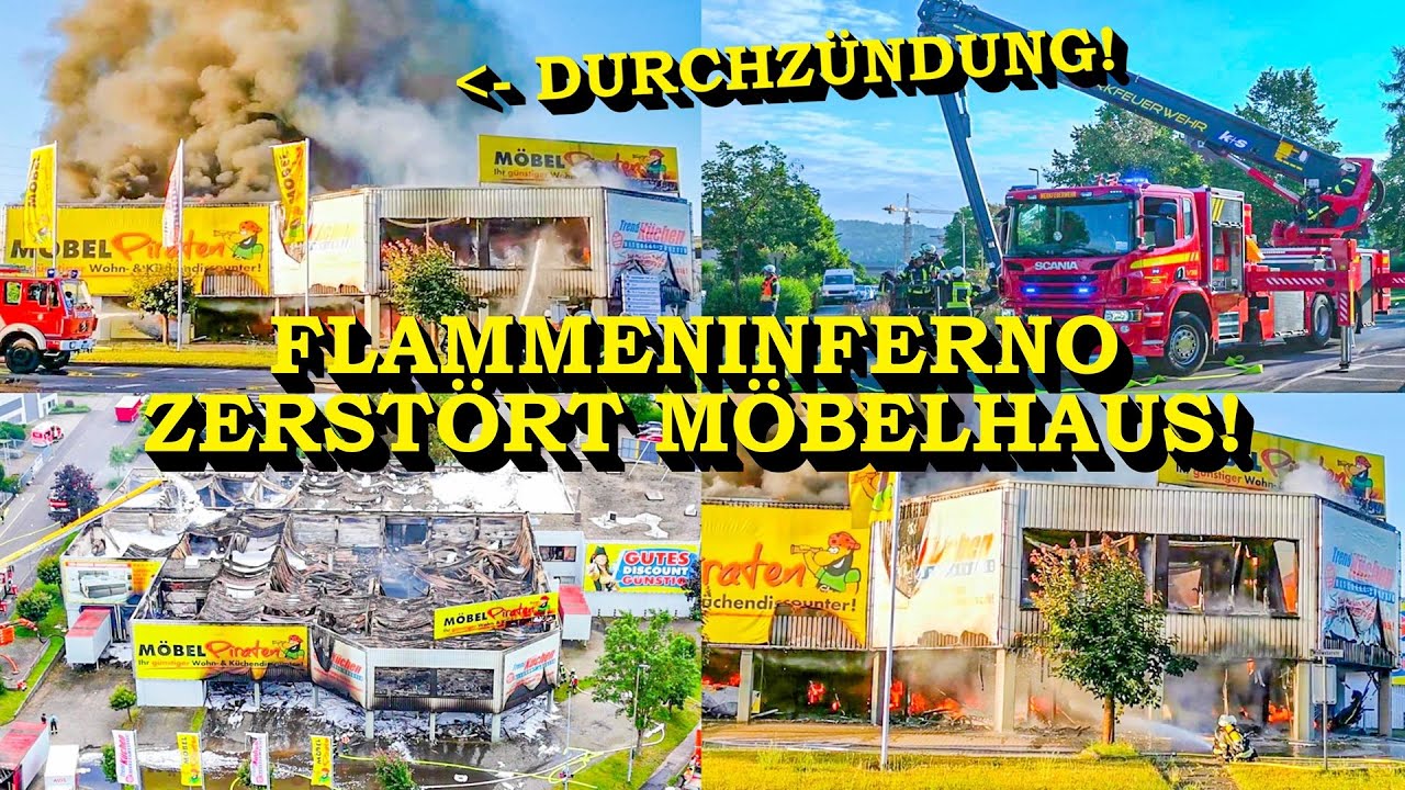 DURCHZÜNDUNG BEI FLAMMENINFERNO | GROSSBRAND ZERSTÖRT MÖBELHAUS | ÜBER 200 EINSATZKRÄFTE | FEUERWEHR