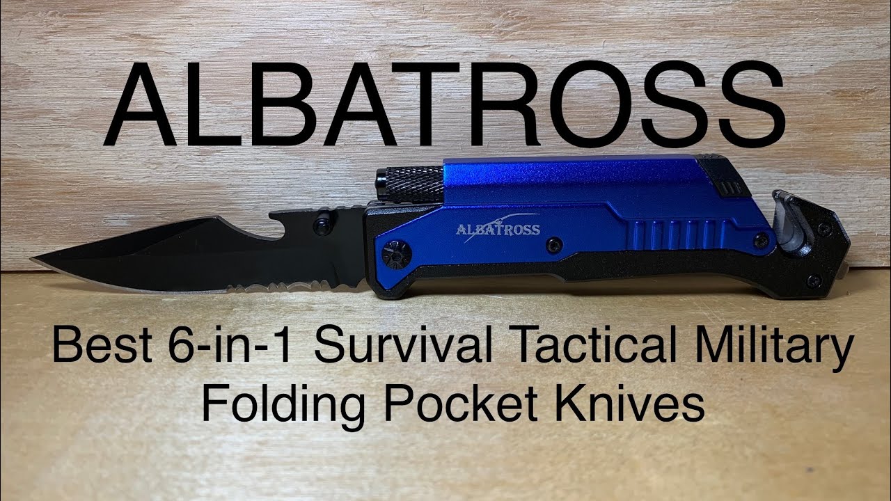 [51] ALBATROSS Best 6-in-1 Survival Tactical Military Folding Pocket Knives Review.