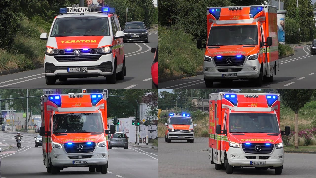 Rettungsdienst der Hauptfeuer- und Rettungswache Krefeld auf verschiedene einsatzfahrten