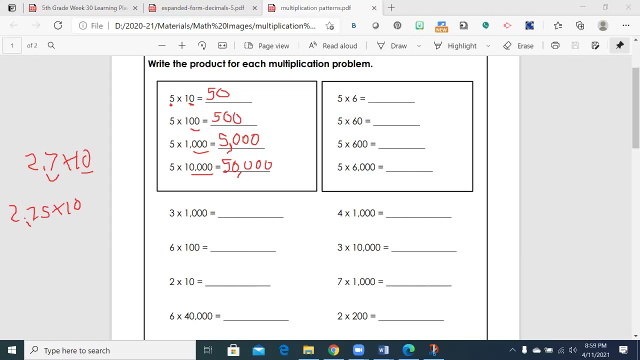 Grade 5 Math Review: Powers of 10