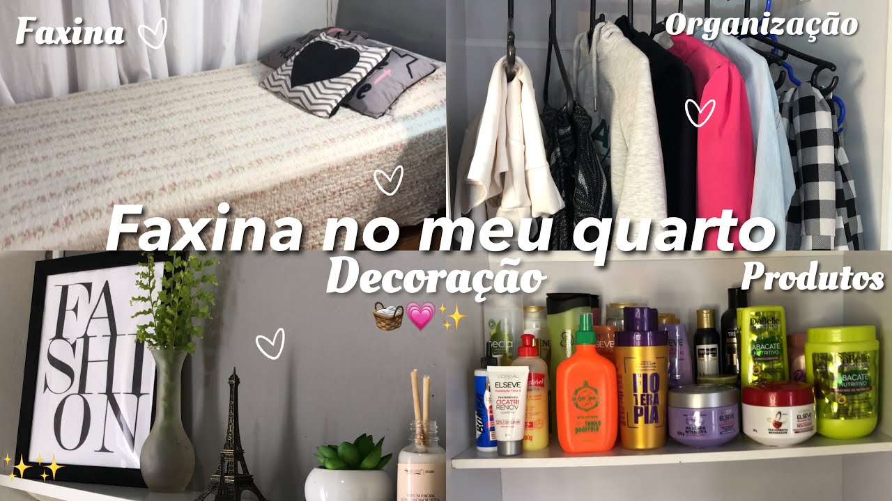 FAXINA NO MEU QUARTO 🧺💗| organização, decoração, penteadeira, guarda roupa. Etc….