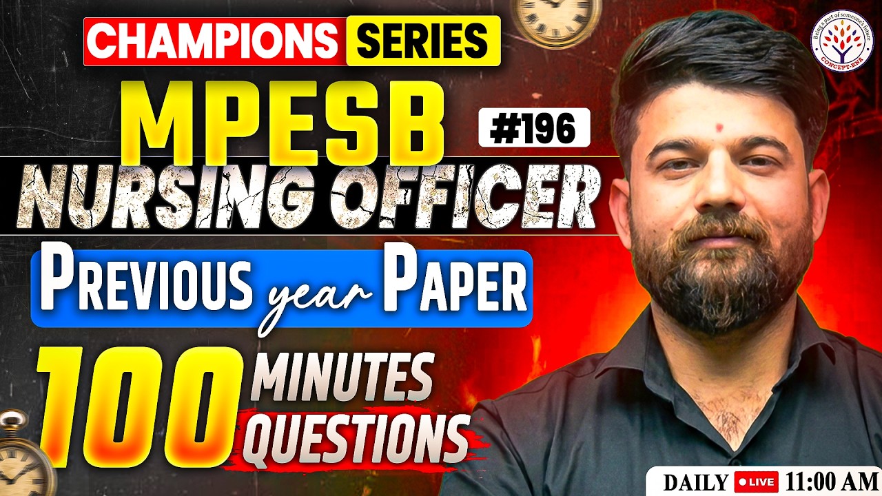 MPESB Nursing Officer Previous Year Paper | 100 Minutes Questions| MP Nursing Officer PYQ |Sagar Sir