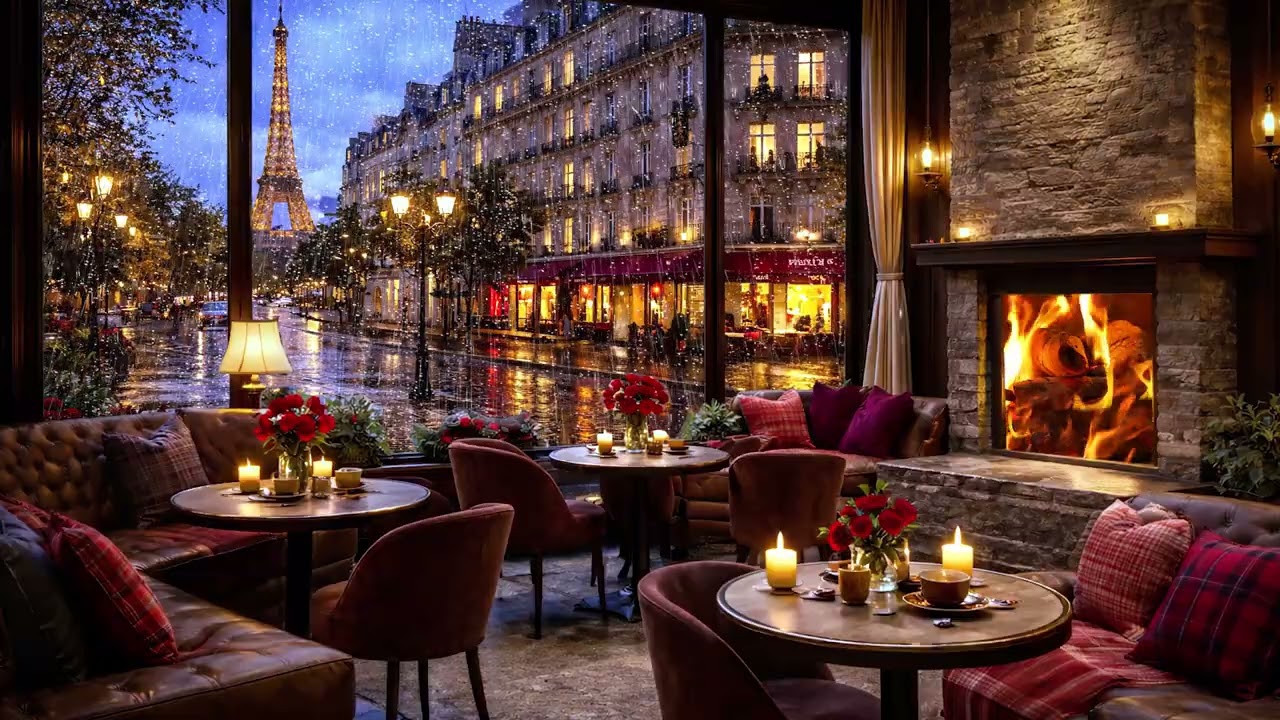 Cozy Rainy Night Coffee Shop ☕🌧️ Relaxing Lofi Music for Study, Work, Sleep and Stress Relief