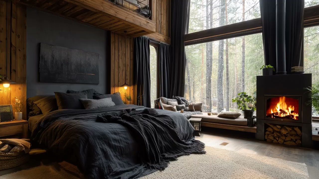 Cozy Fireplace & Rainy 🌧️ Peaceful Sleep Ambience