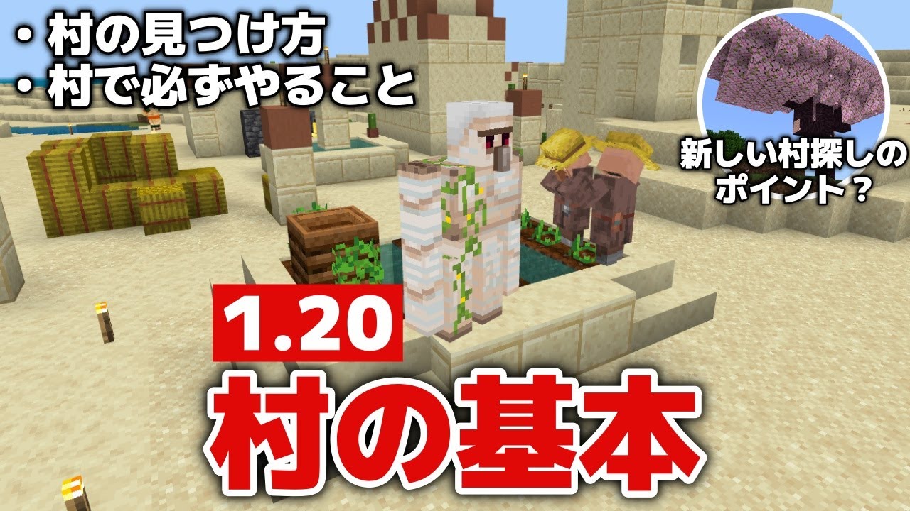 【マイクラ1.20初心者講座4】1.20新バイオームが村探しのポイント？村の基本・村の探し方・村でやった方がいいこと【マイクラ統合版1.20.12】