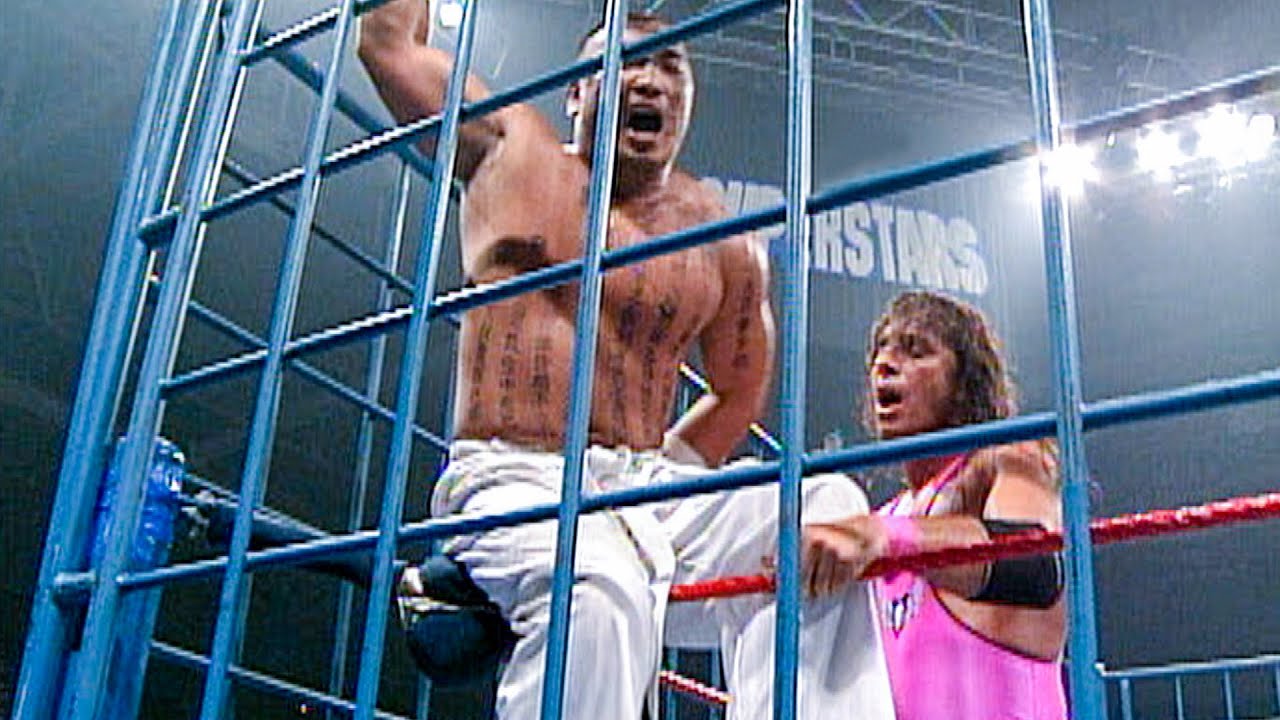 UNSEEN: Bret Hart and Hakushi clash in Steel Cage Dark Match: From the WWE Vault
