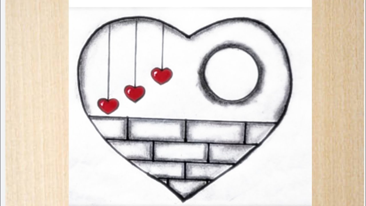 Beautiful heart drawing ideas।।red heart drawing।। circle pencil sketch drawing for beginners।।