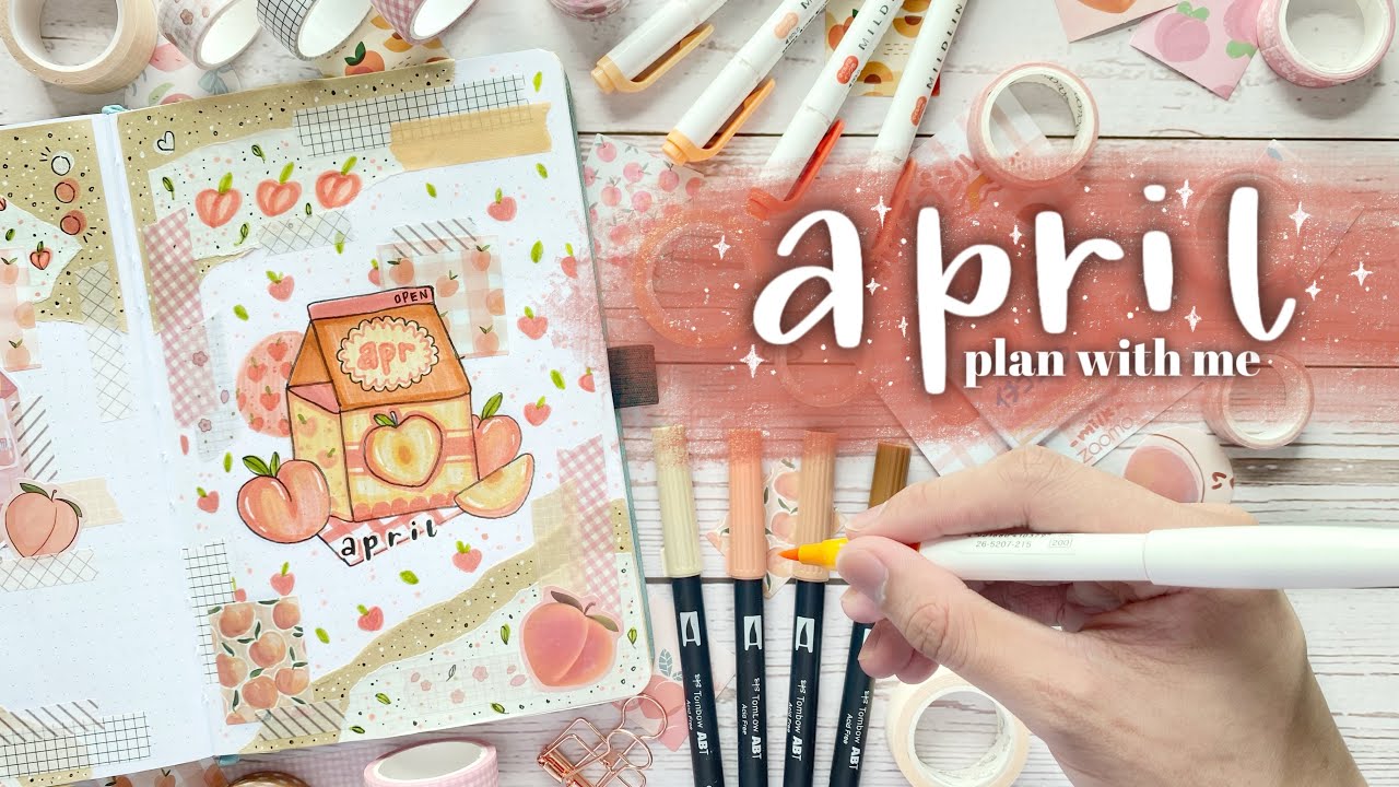 PLAN WITH ME | April 2021 Bullet Journal Setup 🍑