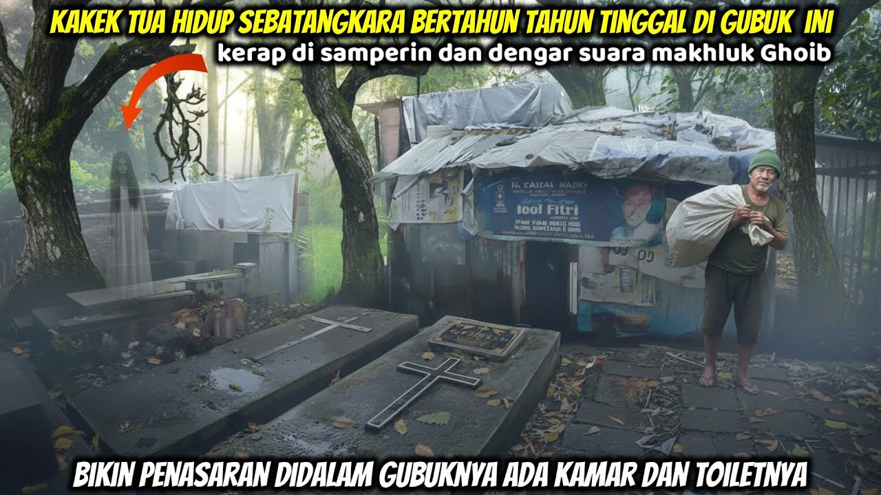 MUSTAHIL DIPERCAYA KAKEK USIA 70 TH TINGGAL SEBATANGKARA DENGAN GUBUK REYOD DITENGAH PEMAKAMAN UMUM