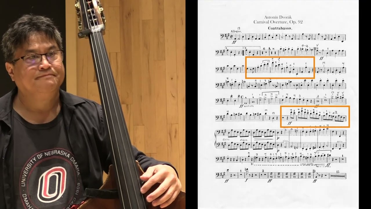 Demo & Tutorial over pg. 1 of the double bass part for A. Dvořák's 