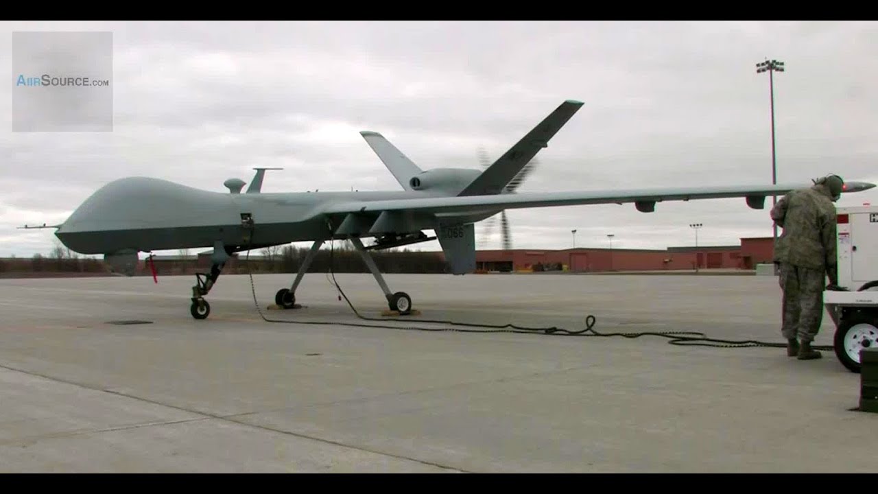 MQ-9 Reaper UAV Drone - Missile Unload, Taxi, Launch and Recovery