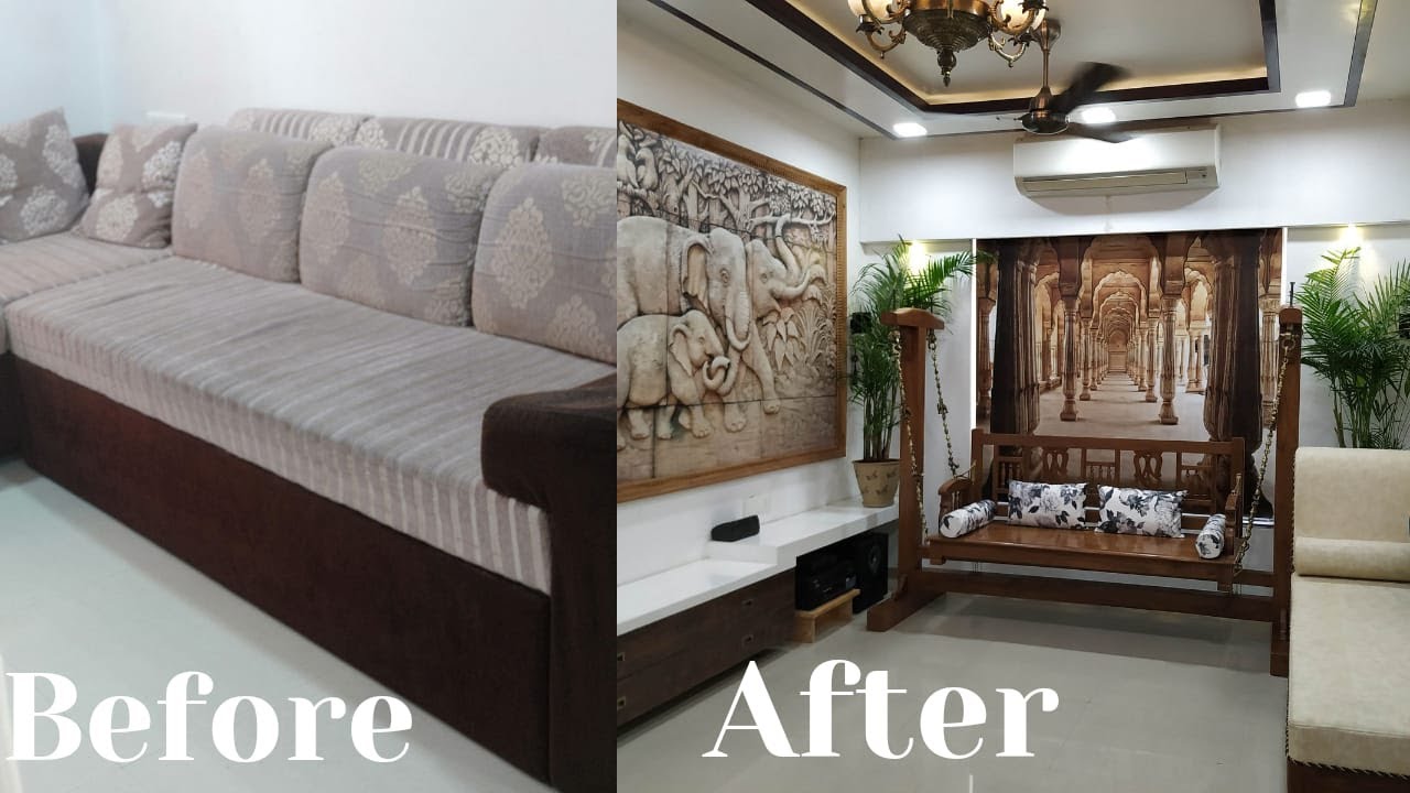 Renovation of Living Room with Royal Seating which Includes Glider Swing And Couch |