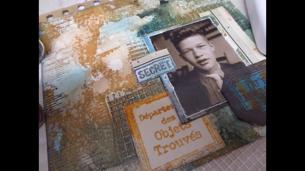 Создание фона с помощью гипсокартонной ленты и PaperArtsy Infusions.