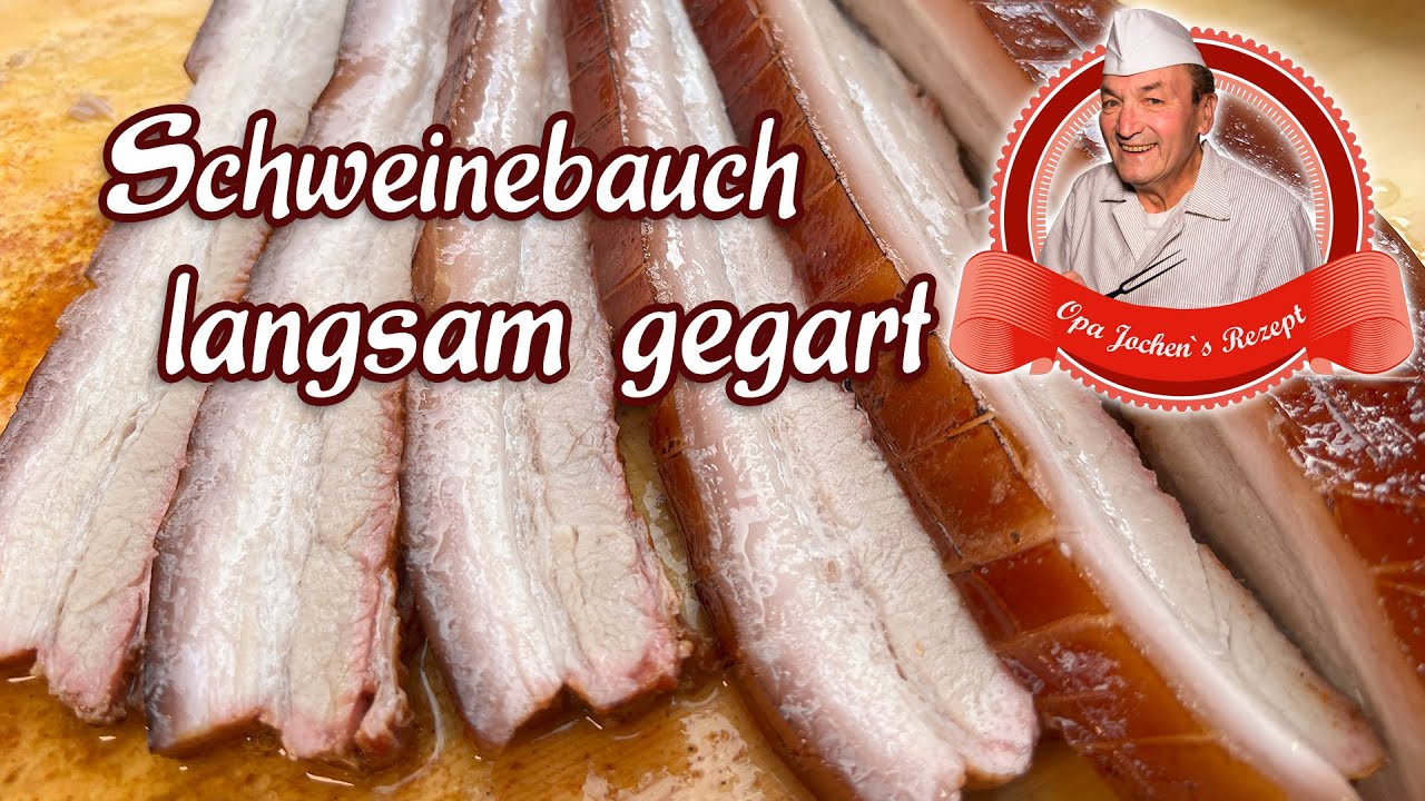 Schweinebauch langsam gegart und geräuchert - low and slow - Opa Jochens Rezept