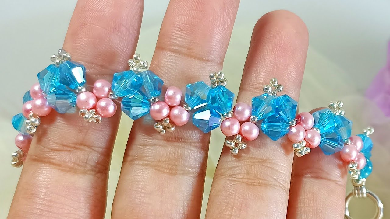 Diy bracelet| Bicone Crystal  with seed beads bracelet| Pearl bracelet |