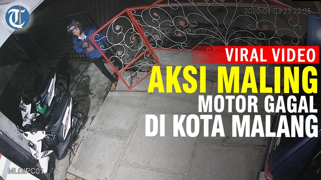 Rekaman CCTV Aksi Maling Motor Gagal di Kota Malang Viral di Medsos