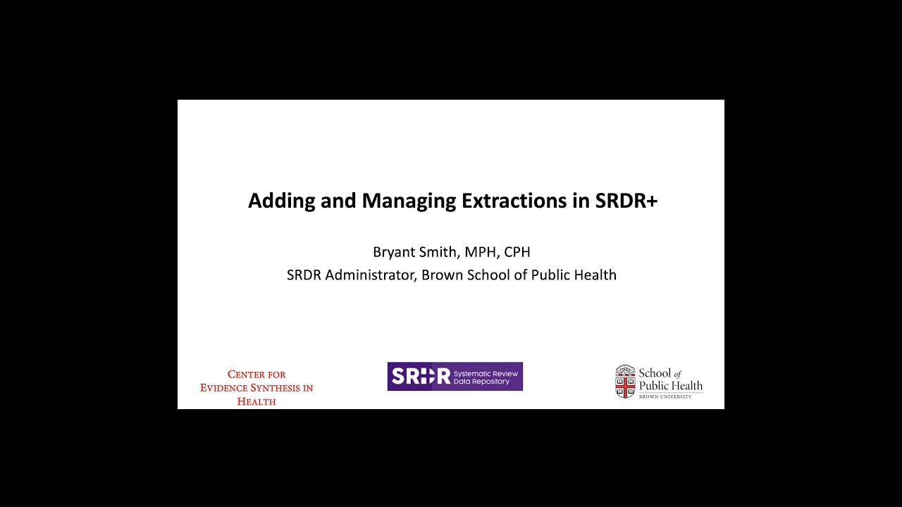 Adding and Managing Extractions in SRDR+