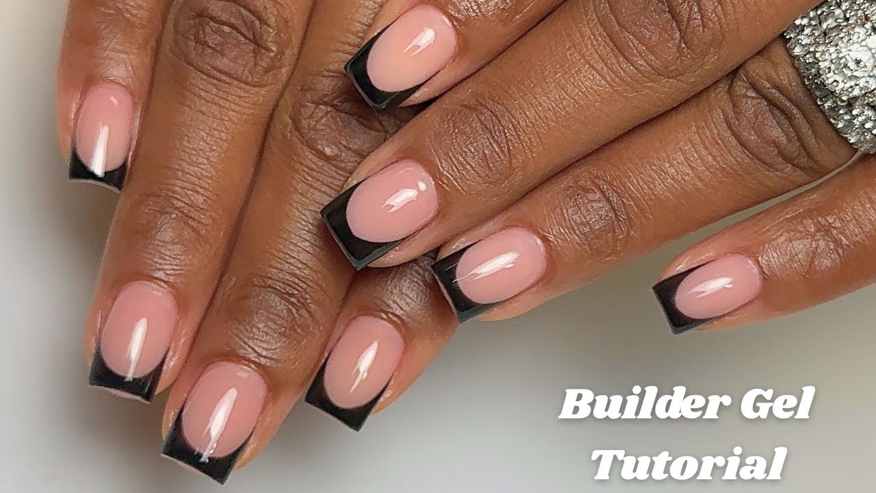 Watch Me Work: Client 3 Week BIAB Rebalance Using Builder Gel & Polygel | Black French