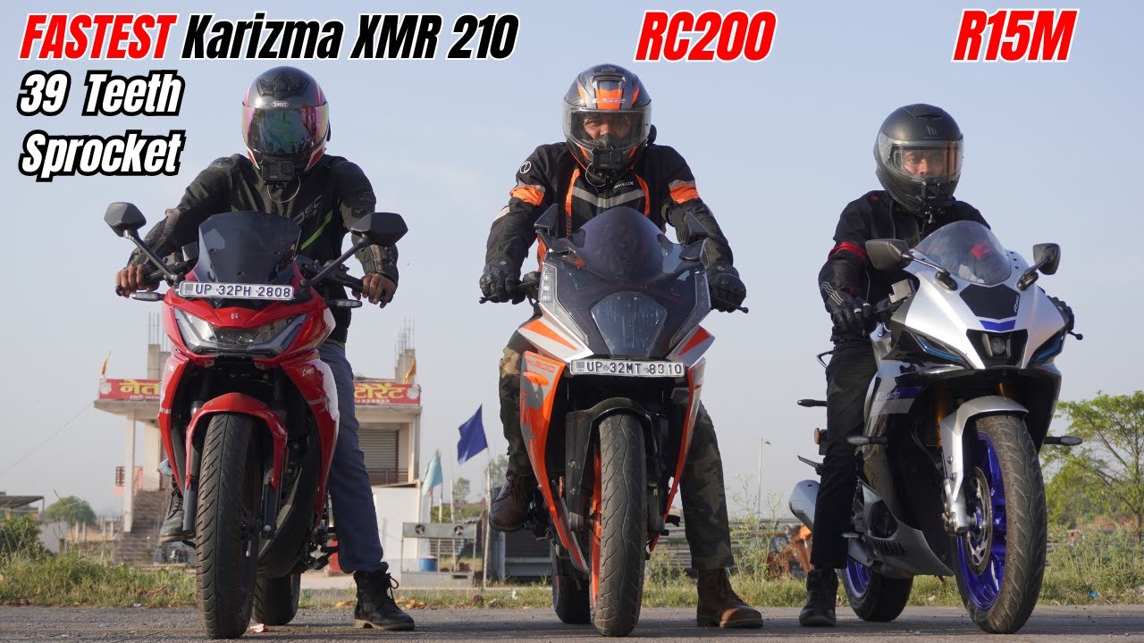 Karizma XMR 210 vs KTM RC200 vs Yamaha R15M Drag Race