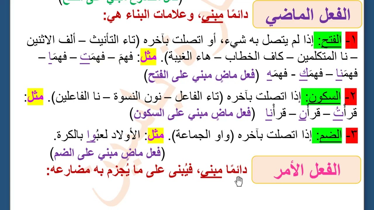 المعرب والمبني من الأفعال | نحو الصف الثاني الإعدادي | اللغة العربية المنهج الجديد | أ/ سارة ياسين