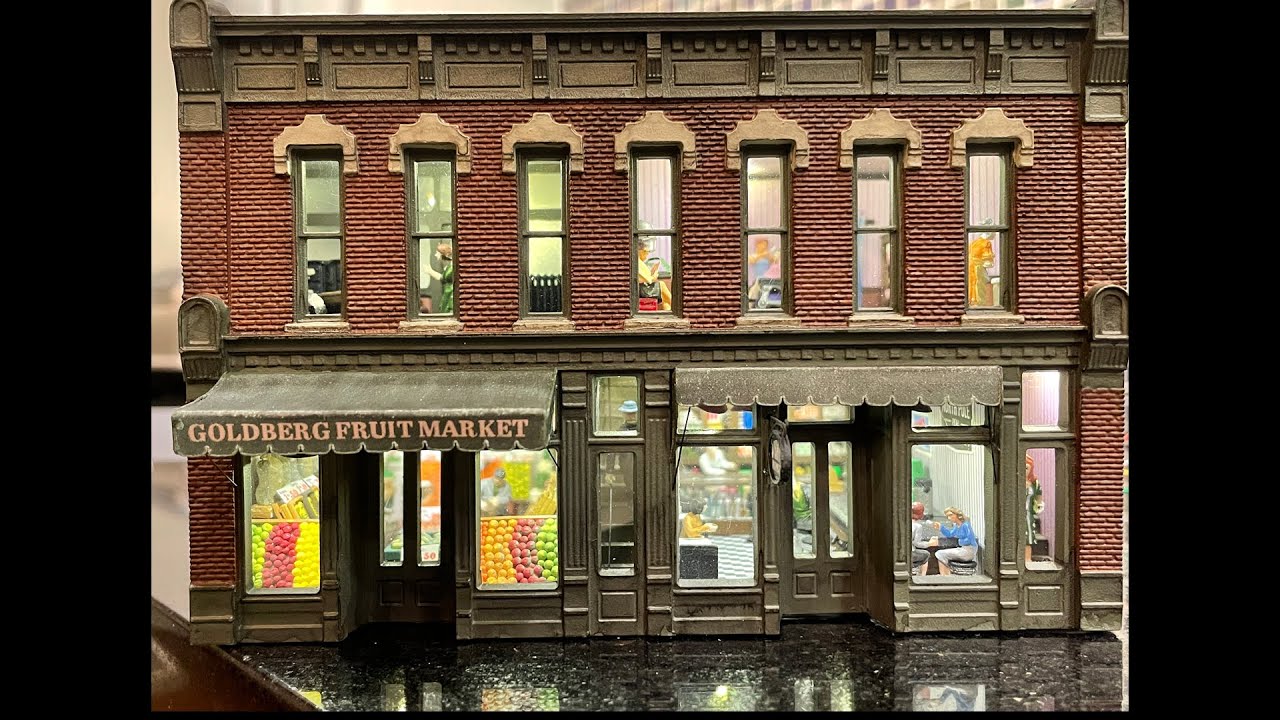 Interior Details for 1940s Fruit Market, Pharmacy, Salon & Detective Agency in HO Scale