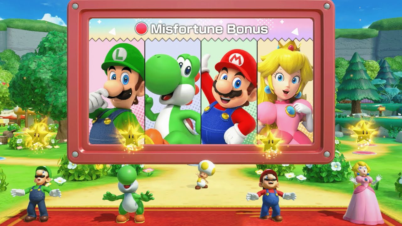 Super Mario Party Jamboree - Mario vs Luigi vs Peach vs Yoshi - Mega Wiggler's Tree Party
