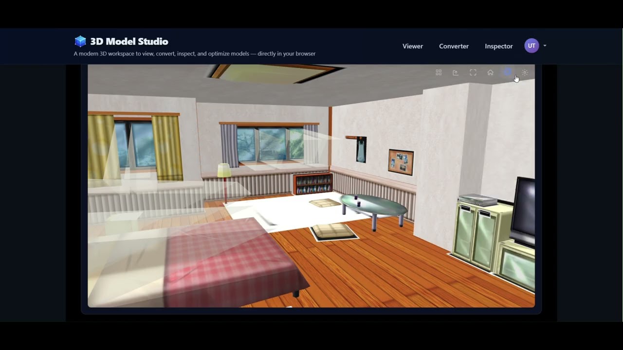 3D Model Studio : A modern 3D workspace to view, convert, inspect, and optimize models in browser