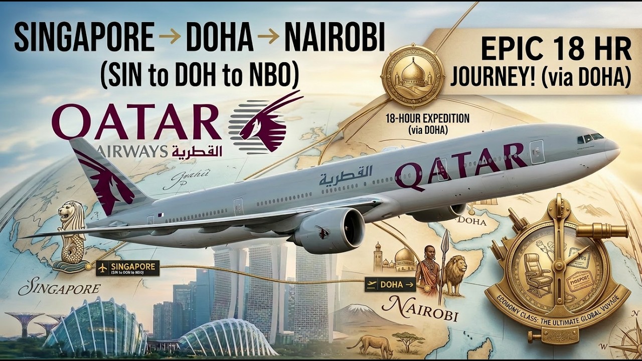 SINGAPORE to NAIROBI via DOHA | Qatar Airways Economy Class & Hamad Intl. Airport Tour - 4K