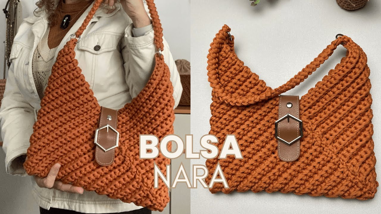 Bolsa origami em crochê com fio de malha / Bolsa Nara em crochê