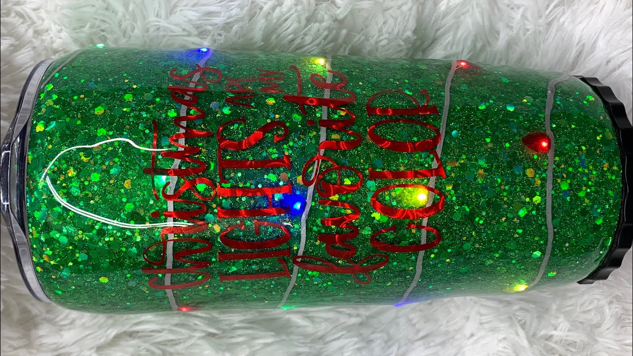 🎄 CHRISTMAS LIGHTS TUMBLER!! This one has real working lights on it!
