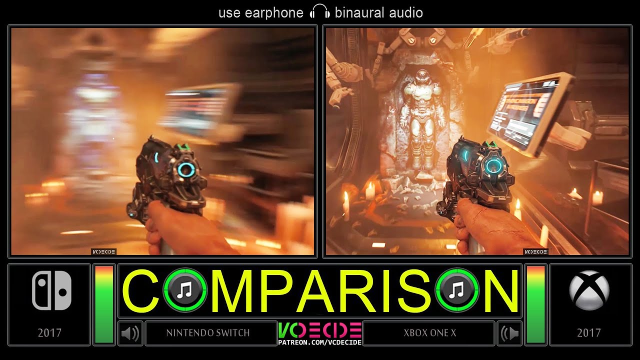 DOOM (Switch vs Xbox One X) Side by Side Comparison