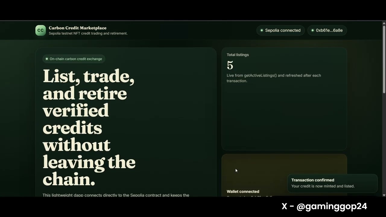 Carbon Chain - List, trade, and retire verified credits without leaving the chain.