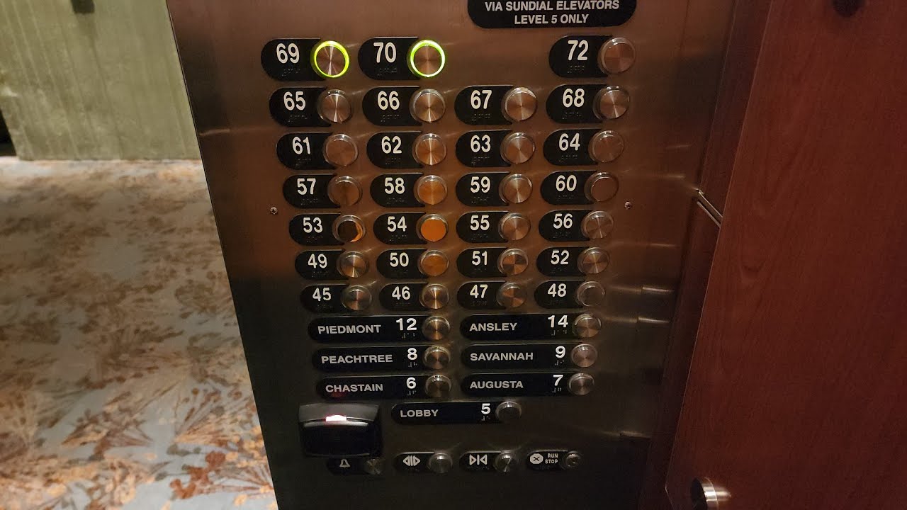 FAMOUS Otis Elevonic 411M Traction High Rise Elevators at The Westin Peachtree Plaza in Atlanta, GA