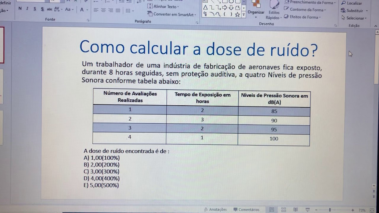 Como calcular a dose de ruído ?