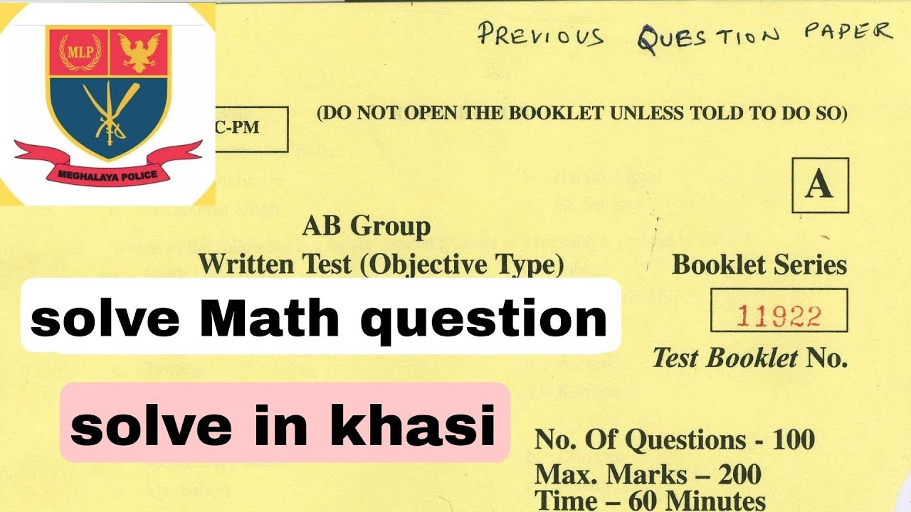 AB Group math question |Meghalaya police exam |
