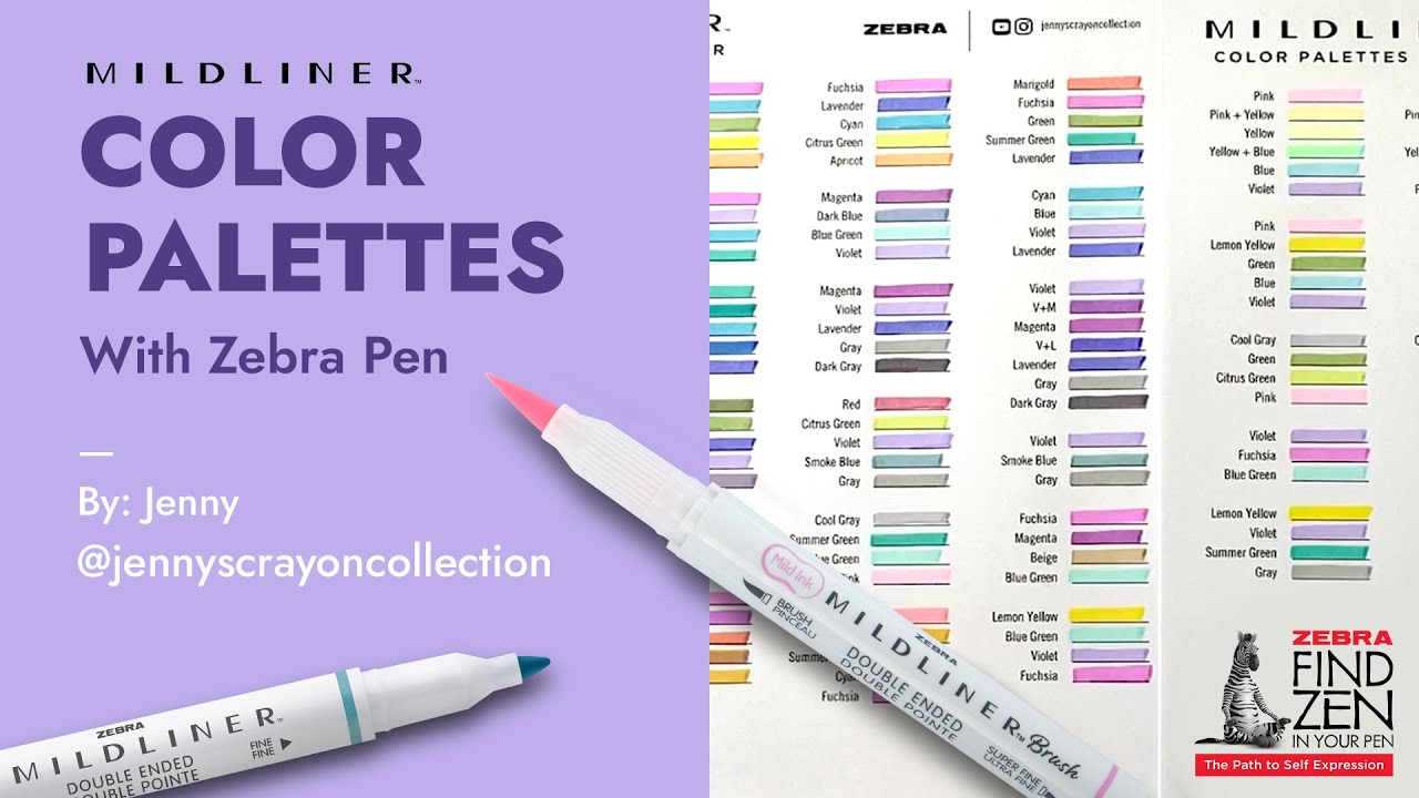 MILDLINER Color Palettes with @JennysCrayonCollection   | Zebra Pen