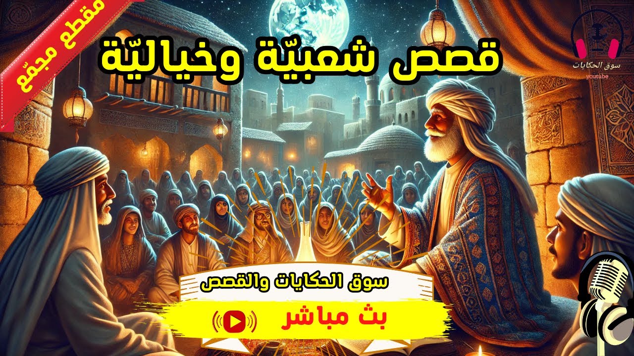 بث مباشر ، قصص  خيالية مشوقة ومعبرة ،  (مقطع مجمّع) ، ضع السماعات واستمع،  سوق الحكايات والقصص