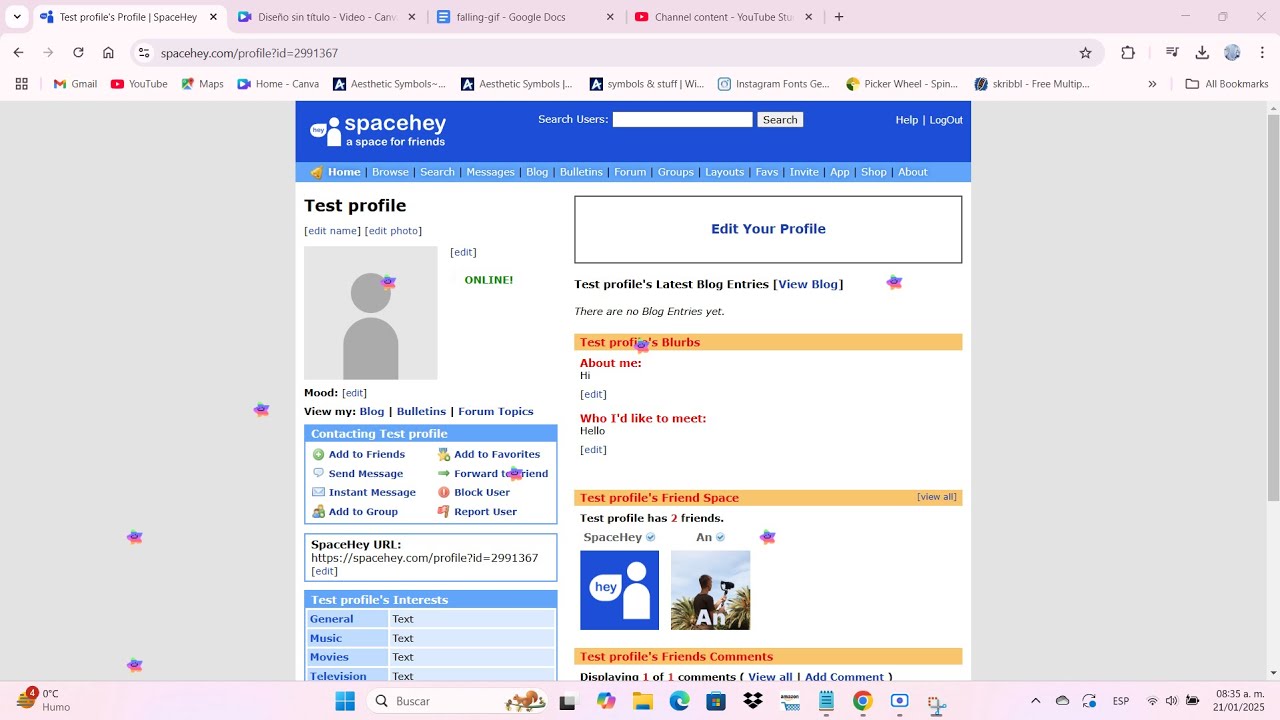 How to add falling gifs to your SpaceHey profile!