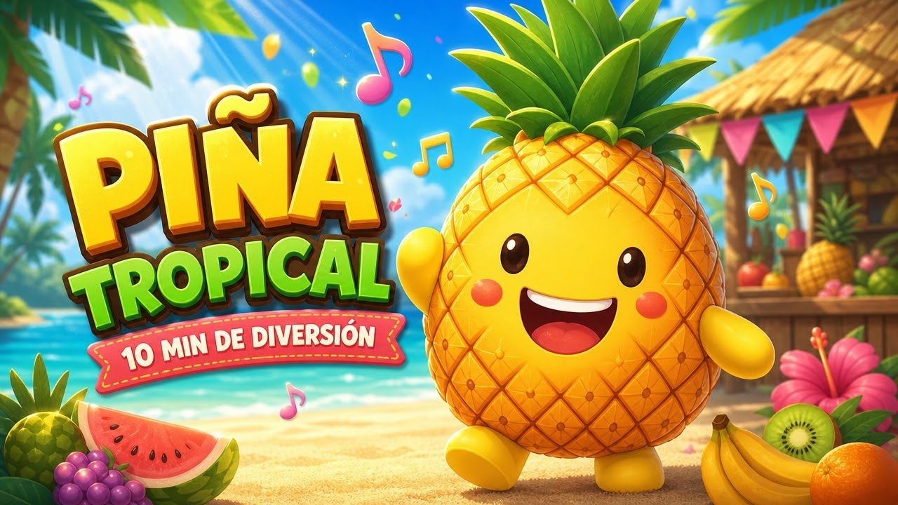 Piña Tropical 🍍 Canción Infantil Loop 10 Minutos para Bailar y Aprender