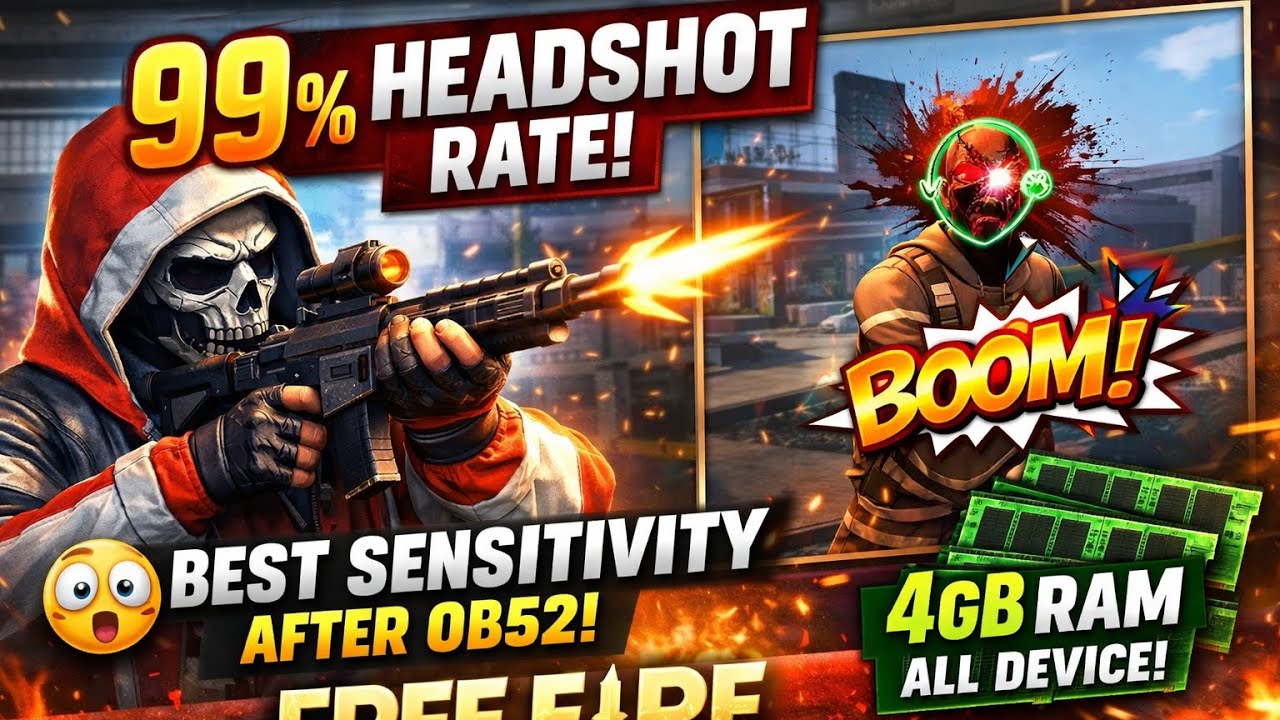 99% Headshot Rate 😱 Best Sensitivity After OB52 | 4GB RAM All Device | Free Fire MAX