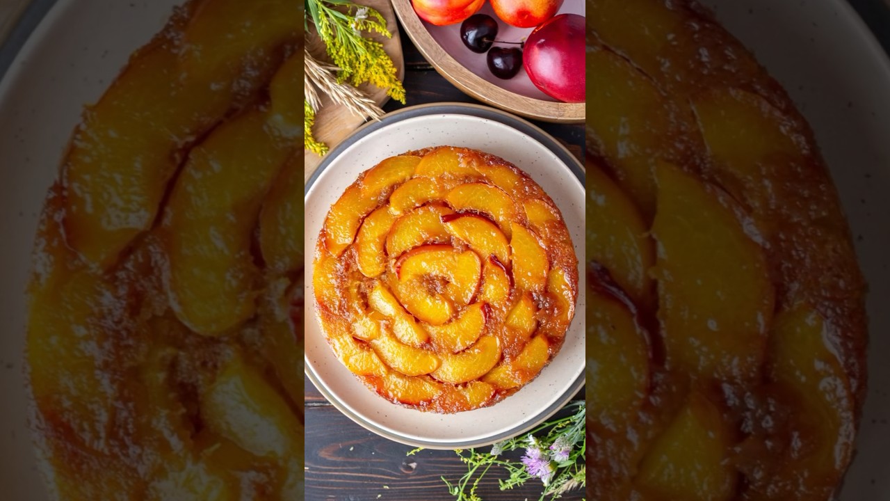 Peach upside down cake 🍑 #summerrecipes